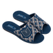 Женские открытые тапочки БЕЛСТА из синего текстиля с принтом украшены кармашком - 1