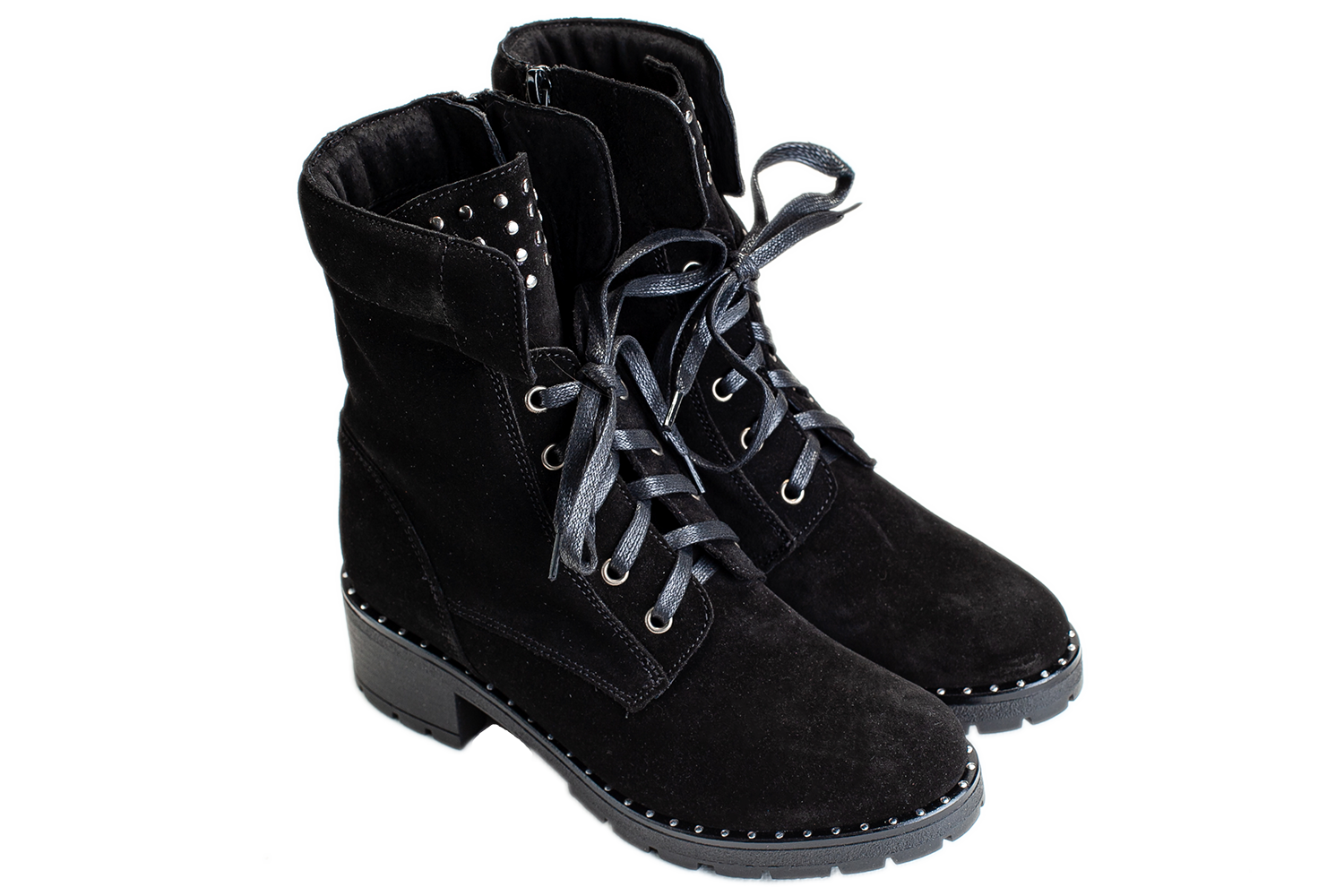 Женские демисезонные ботиночки БЕЛСТА из чёрного натурального замша - 1