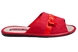 Женские открытые тапочки БЕЛСТА из вельвета красного цвета украшены красной атласной лентой с бантиком - 3