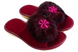 Детские открытые тапочки БЕЛСТА из текстиля цвета бордо украшены мехом - 1