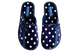 Женские закрытые тапочки БЕЛСТА из синего велюра с принтом белого гороха украшены бантиком и вставкой из эко кожи - 2