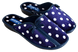 Женские закрытые тапочки БЕЛСТА из синего велюра с принтом белого гороха украшены бантиком и вставкой из эко кожи - 1