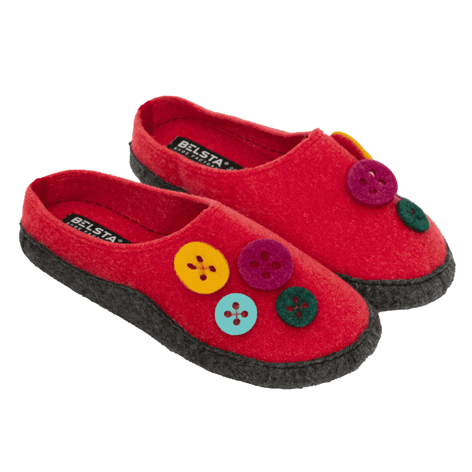 Women's felt slippers BELSTA with buttons - 1