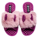 Женские открытые тапочки БЕЛСТА из фиолетового текстиля с ушками и мехом - 2