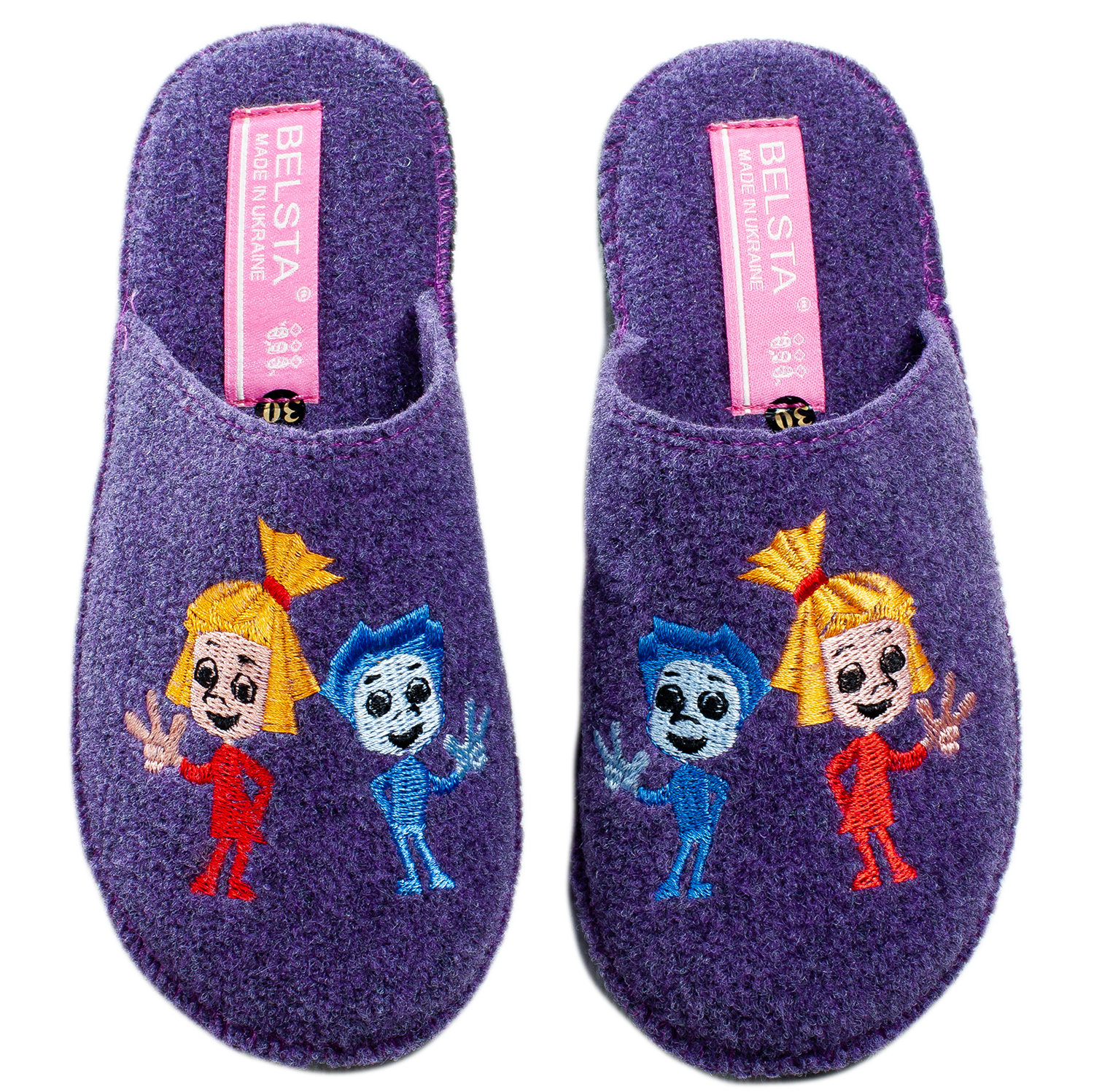 Дитячі фіолетові повстяні капці БЕЛСТА прикрашені Симкою та Ноликом - 2
