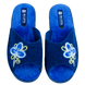 Женские открытые тапочки БЕЛСТА из синего войлока украшены синим цветочком - 2