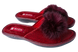Женские открытые тапочки БЕЛСТА из велюра красного с чёрным украшены бордовым мехом - 1