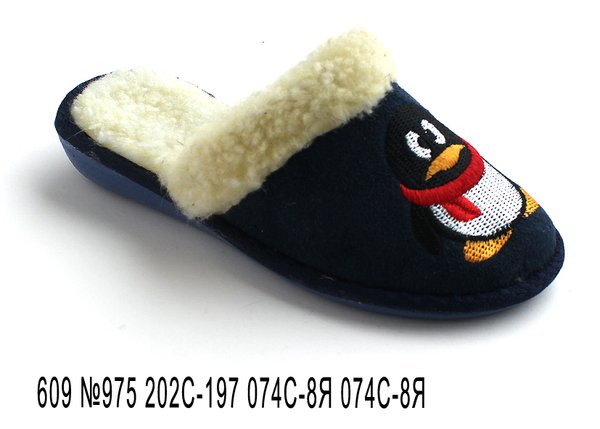 Children's slippers BELSTA suede with embroidery on sheepskin - 1