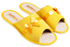 Женские открытые тапочки БЕЛСТА из вельвета жёлтого цвета украшены атласной жёлтой лентой с бантиком - 1