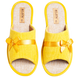 Женские открытые тапочки БЕЛСТА из вельвета жёлтого цвета украшены атласной жёлтой лентой с бантиком - 2