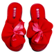 Женские открытые тапочки БЕЛСТА из красного текстиля украшены объёмным бантом - 2