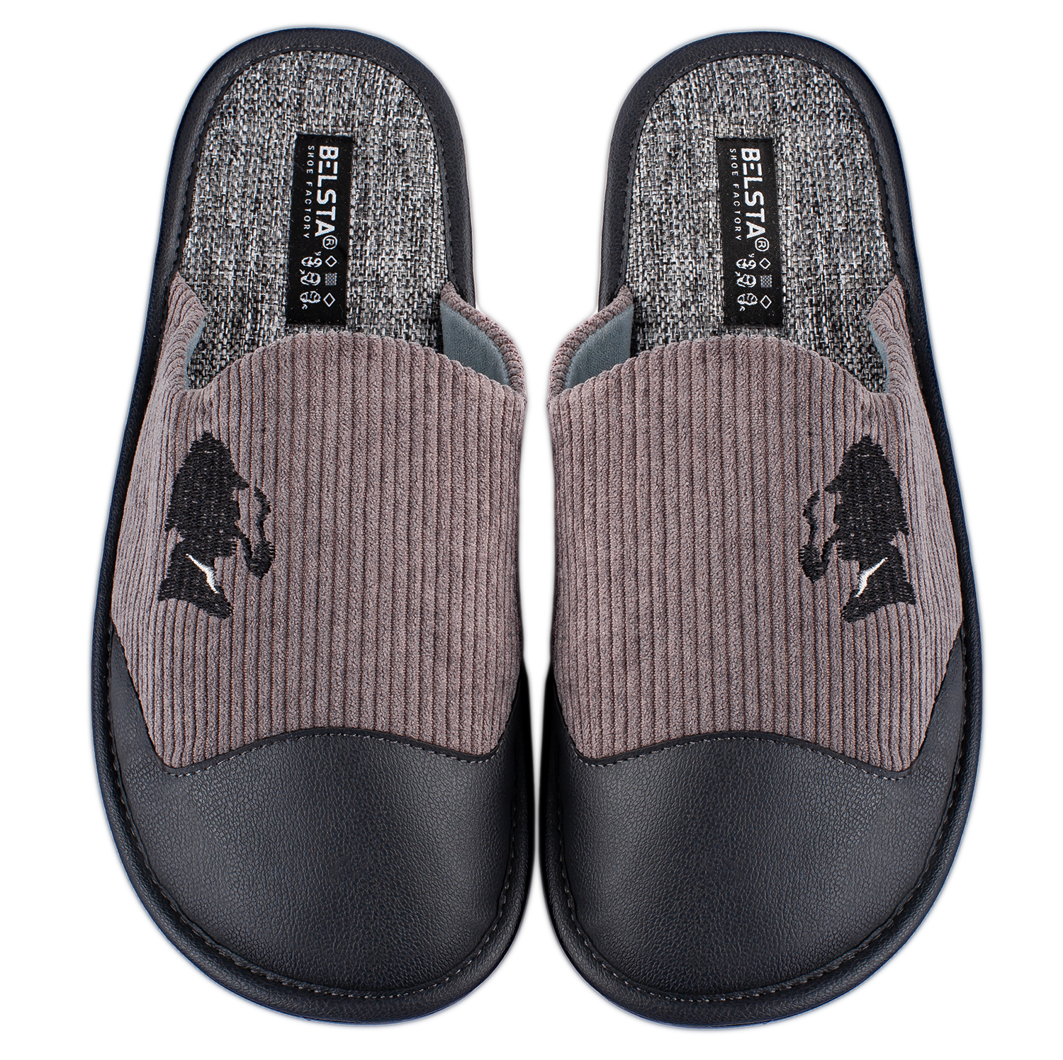Men's slippers BELSTA of corduroy with Sherlock embroidery - 2