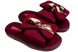 Женские открытые тапочки БЕЛСТА из бордового текстиля украшены объёмным бантом - 1