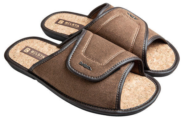 Men's slippers BELSTA suede with velcro - 1