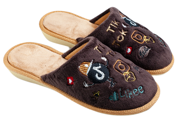 Children's slippers BELSTA velour with embroidery - 1