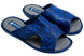 Женские открытые тапочки БЕЛСТА из синего текстиля с чёрным узорным принтом - 1
