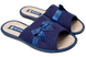 Женские открытые тапочки БЕЛСТА из вельвета синего цвета украшены атласным бантиком - 1