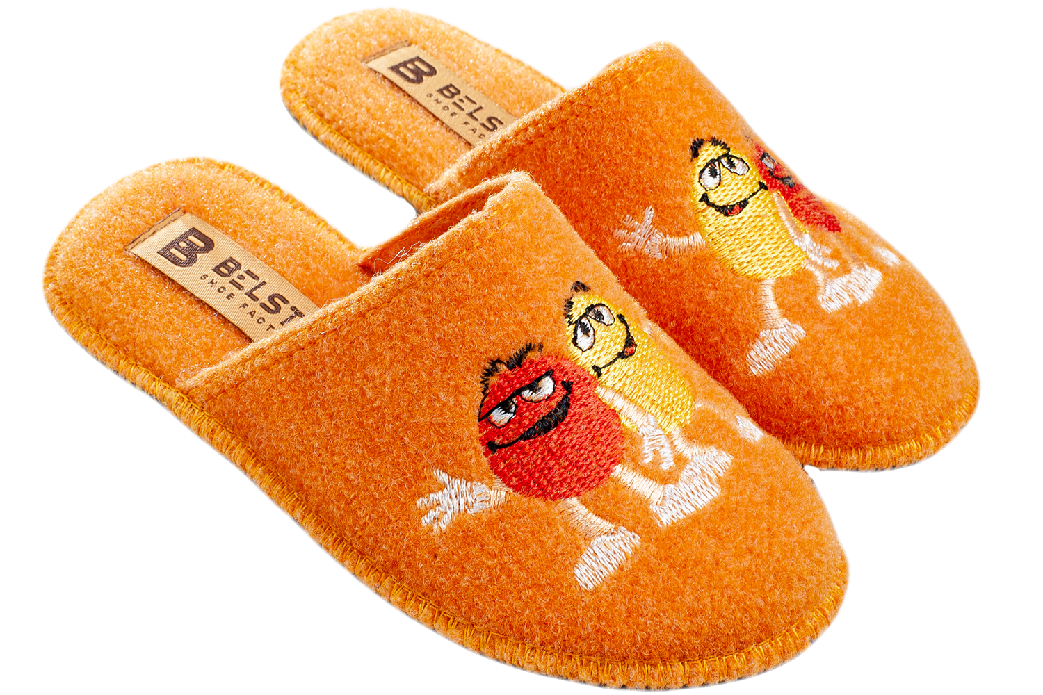 Дитячі помаранчеві повстяні капці БЕЛСТА прикрашені вишивкою M&M's - 1