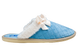 Жіночі стьобані капці БЕЛСТА з блакитного велюру прикрашені білим хутром і бантиком - 3