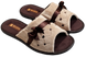 Женские открытые тапочки БЕЛСТА из велюра бежевого цвета украшены атласной коричневой ленточкой с бантиком и вышивкой - 1