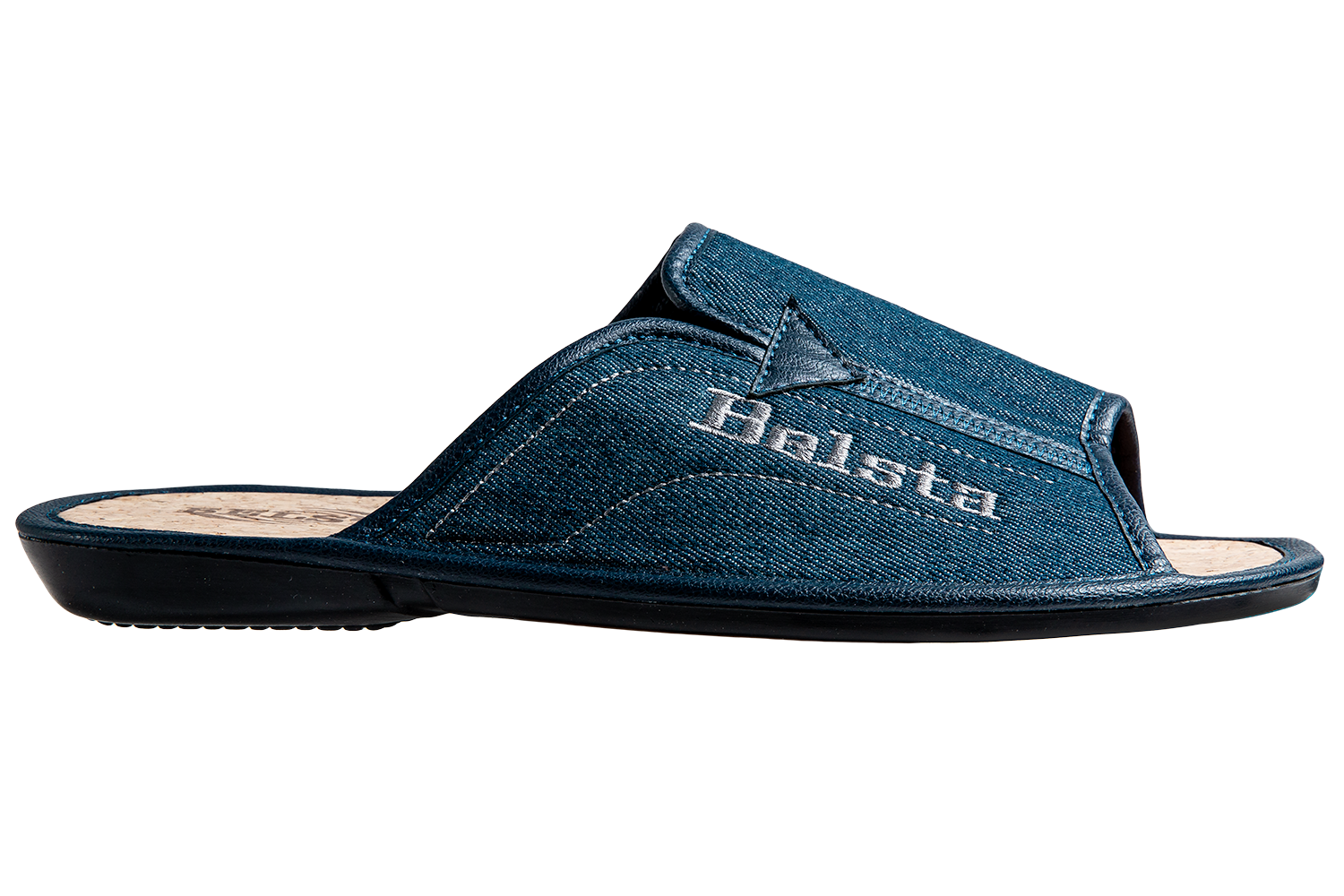 Men's open slippers BELSTA in denim and eco leather inserts - 3
