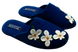 Женские закрытые тапочки БЕЛСТА из синего войлока украшены аппликацией цветочков и вышивкой - 1