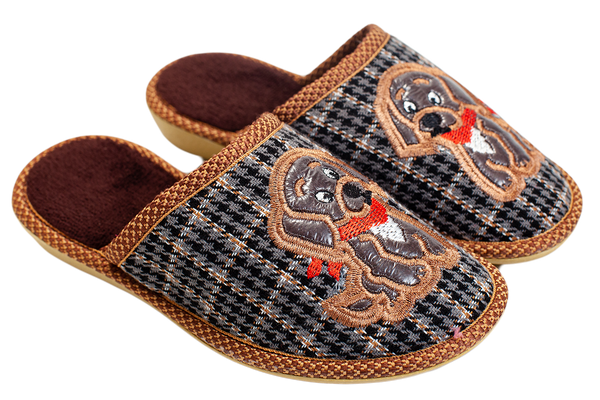 Children's closed textile slippers BELSTA with embroidery - 1